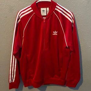 Red Adidas zip up in men large